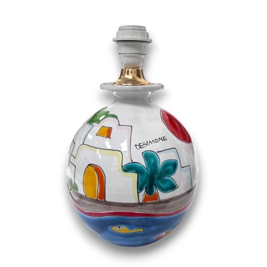 Handpainted lamp base Dammusi Ceramiche De Simone sicilian pottery Handpainted lamp base Dammusi Ceramiche De Simone sicilian pottery
